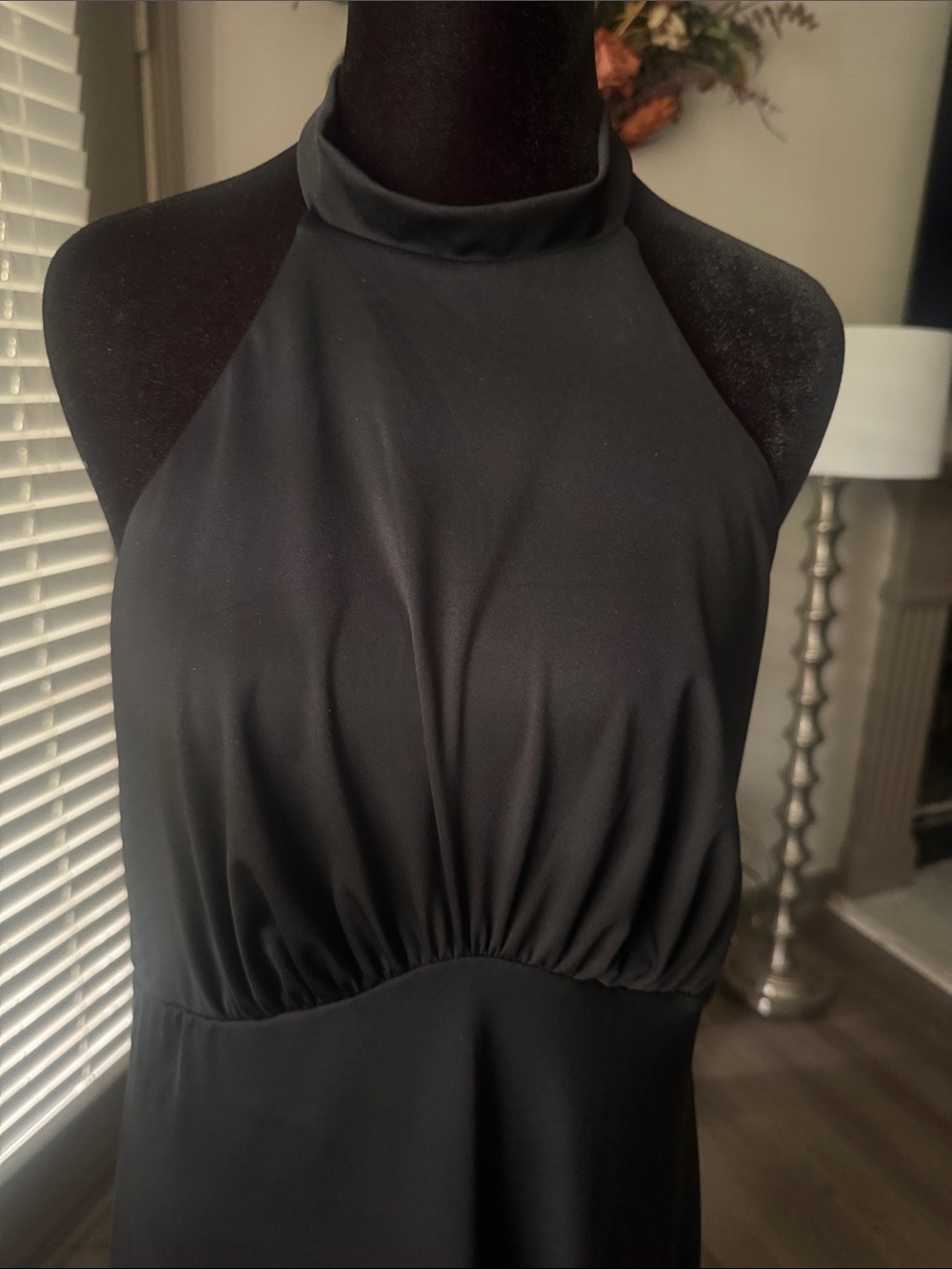 HALARA Black Maxi Dress with High Halter Neck - Picture 4 of 16